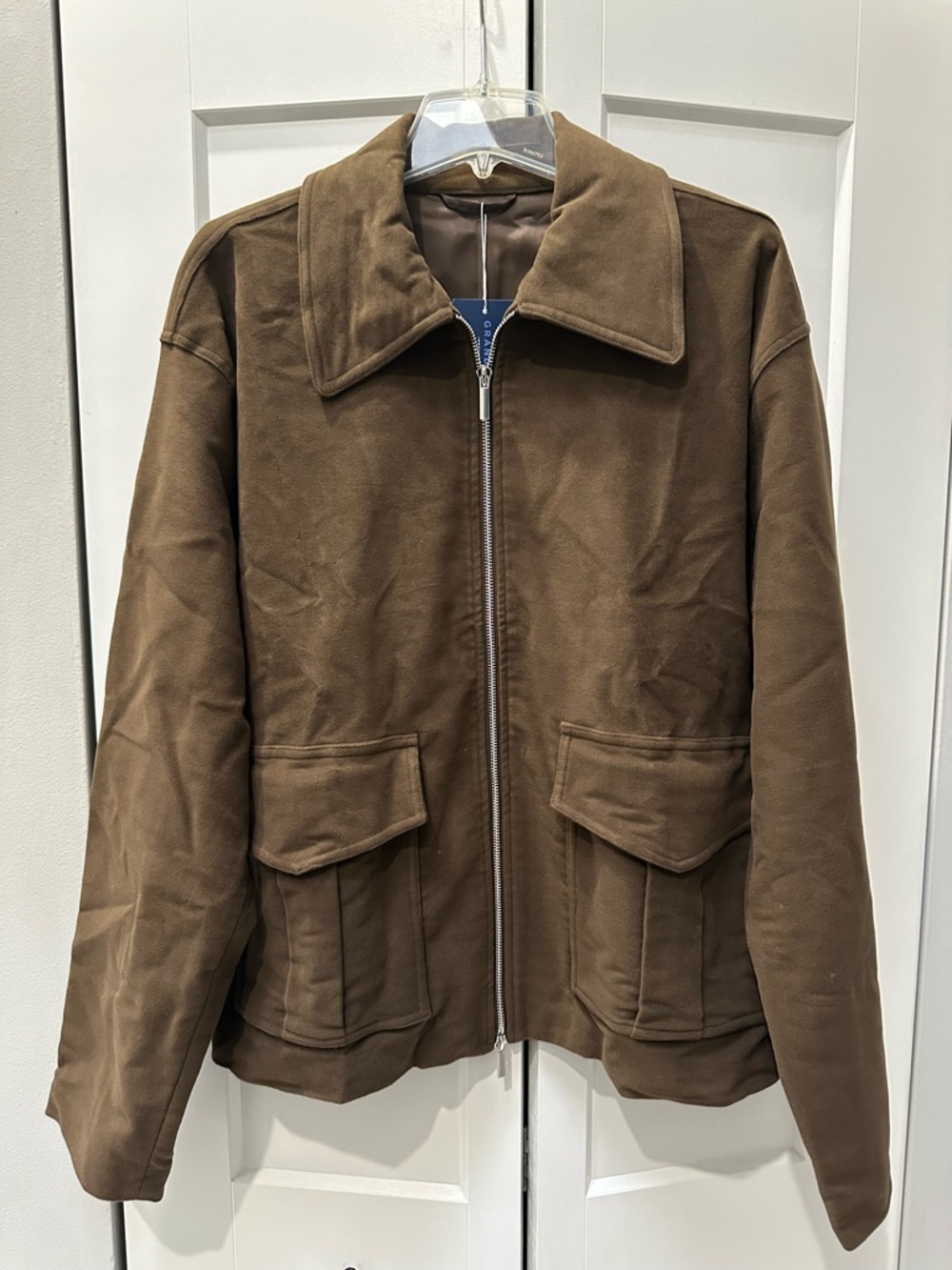Mens Grand Le Mar Brown Moleskin Flight Zip-Front Jacket